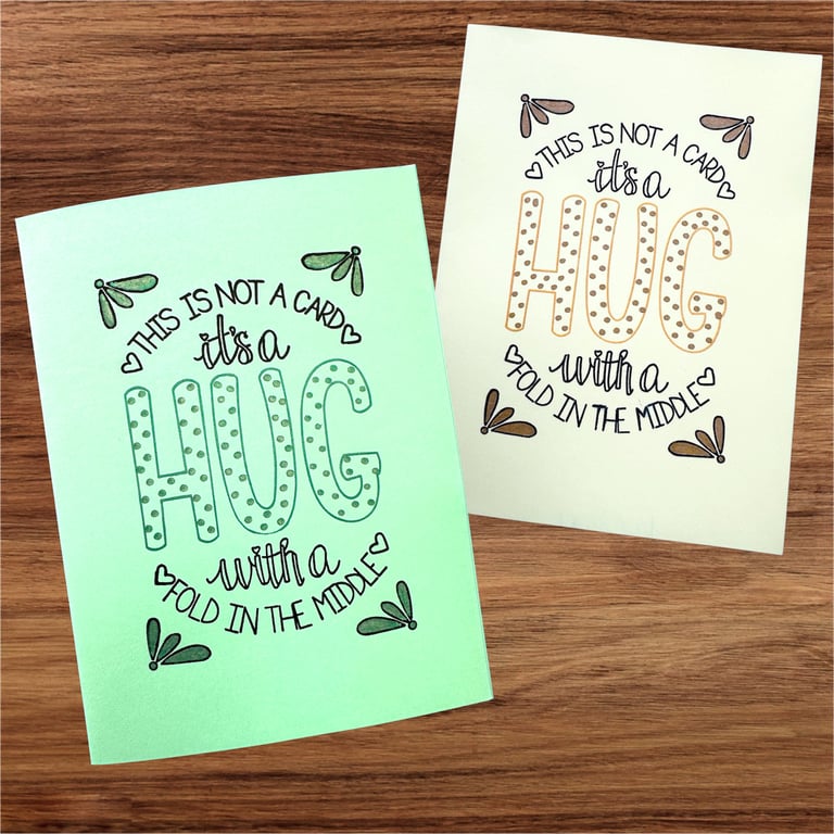 A hug on a card, blank card for birthday, thinking of you, sympathy, friendship 