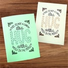 A hug on a card, blank card for birthday, thinking of you, sympathy, friendship 