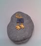 Navy Rectangular Bead Earrings with a Gold Plated Elephant Charm, Gift for Her - Image 6