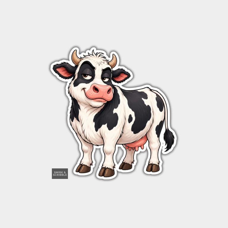 Funny Vinyl Die Cut Sticker For Adults - Cute Posing Cow