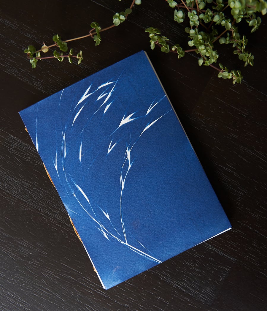 Handmade original cyanotype notebooks size A6 or 4.1x5.8 inches - wild grass