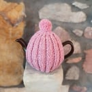 Small Tea Cosy for 2 Cup Tea Pot, Vintage Pink, Hand Knitted