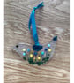 Floral Fused Glass Hanging Bird - Image 3