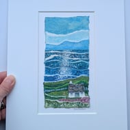 Sparkle Cottage - Painted paper collage. A4 Mounted only