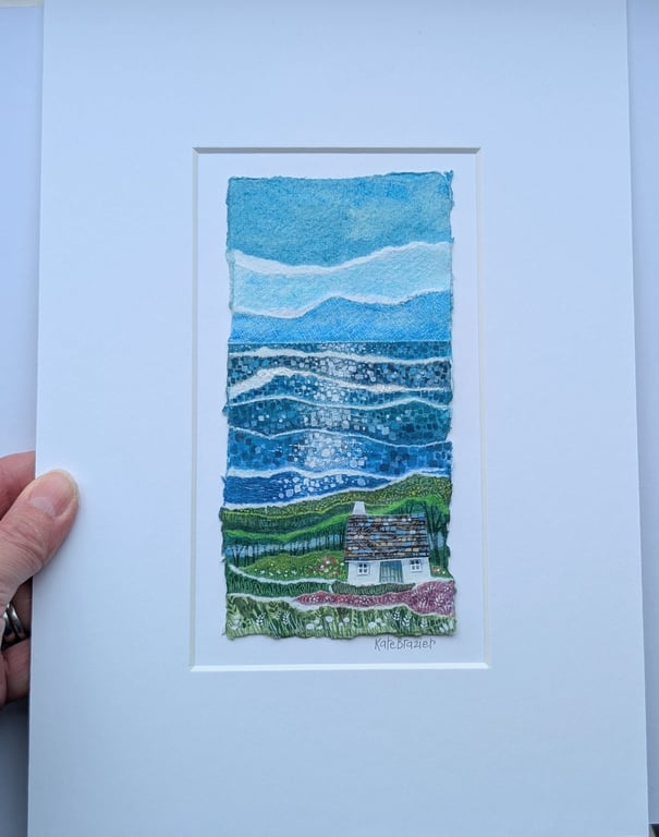 Sparkle Cottage - Painted paper collage. A4 Mounted only