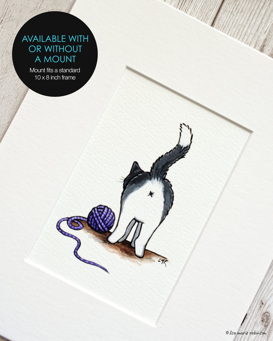 Tuxedo Cat Bum - Original Acrylic Painting OSWOA