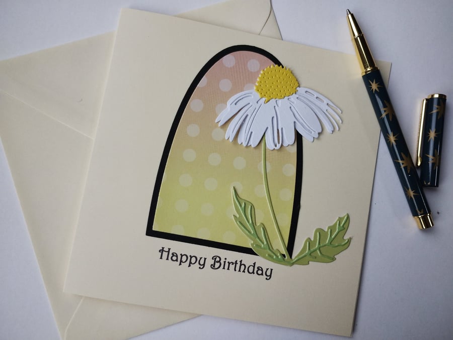Daisy Ombre Dot Birthday Card 