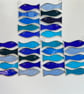 Stained Glass Fish Shoal Suncatcher X 10 - Window Decoration - Blue and Turq