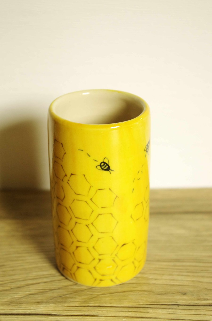 Small Cylinder Vase (short) - Honeycomb and Bees 