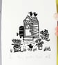 Tiny Garden Shed - lino cut print - Image 1