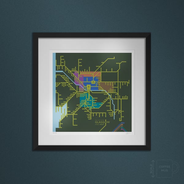 Rail Network, Glasgow and West. Large framed.