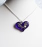 Day of the Dead Dancing Skeletons Purple Heart Necklace - Image 1
