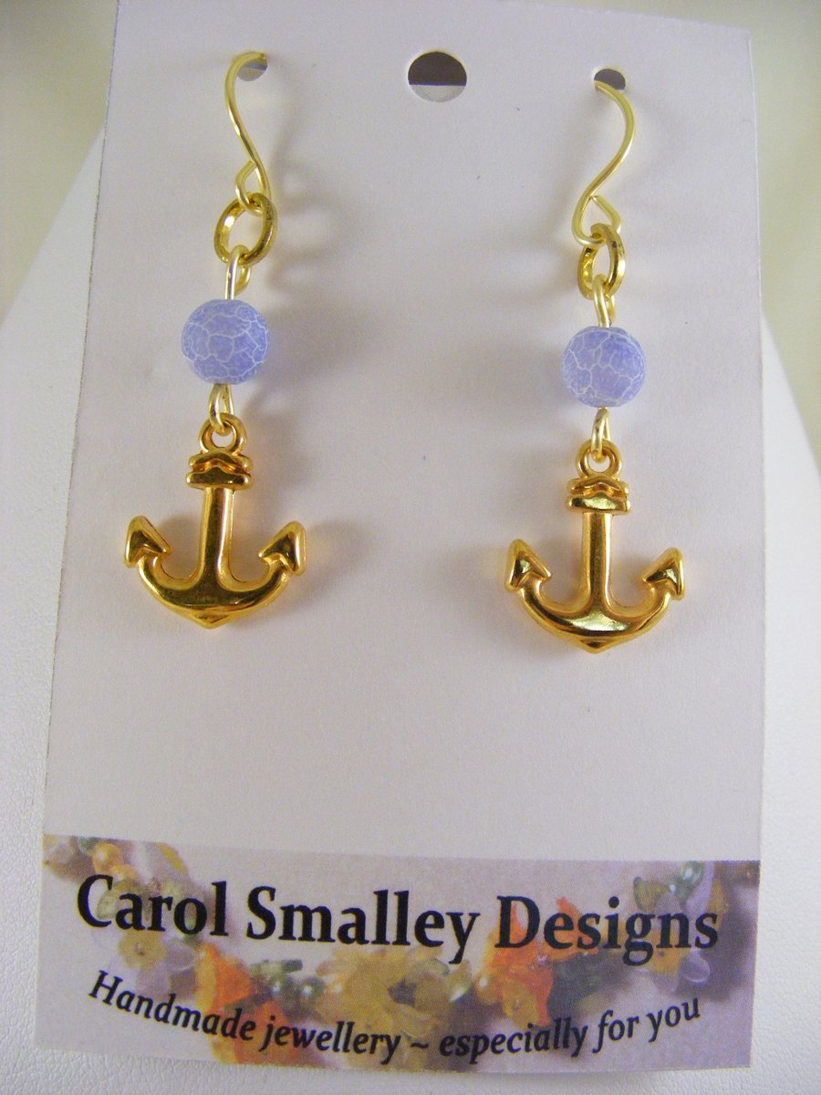 Agate and Anchor Earrings