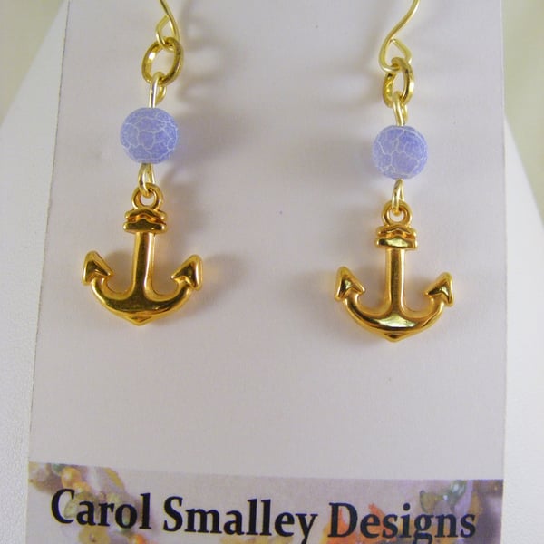 Agate and Anchor Earrings