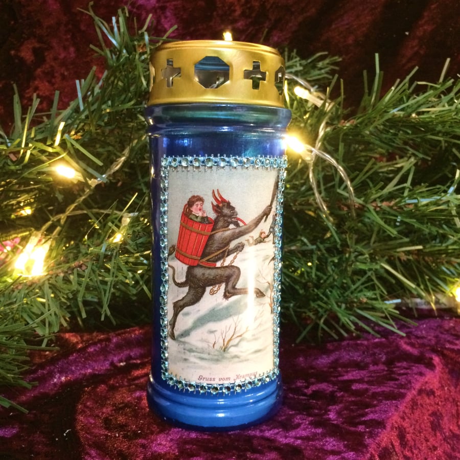 One Blue Novena Prayer Kitsch Christmas Kramups Candle Holder