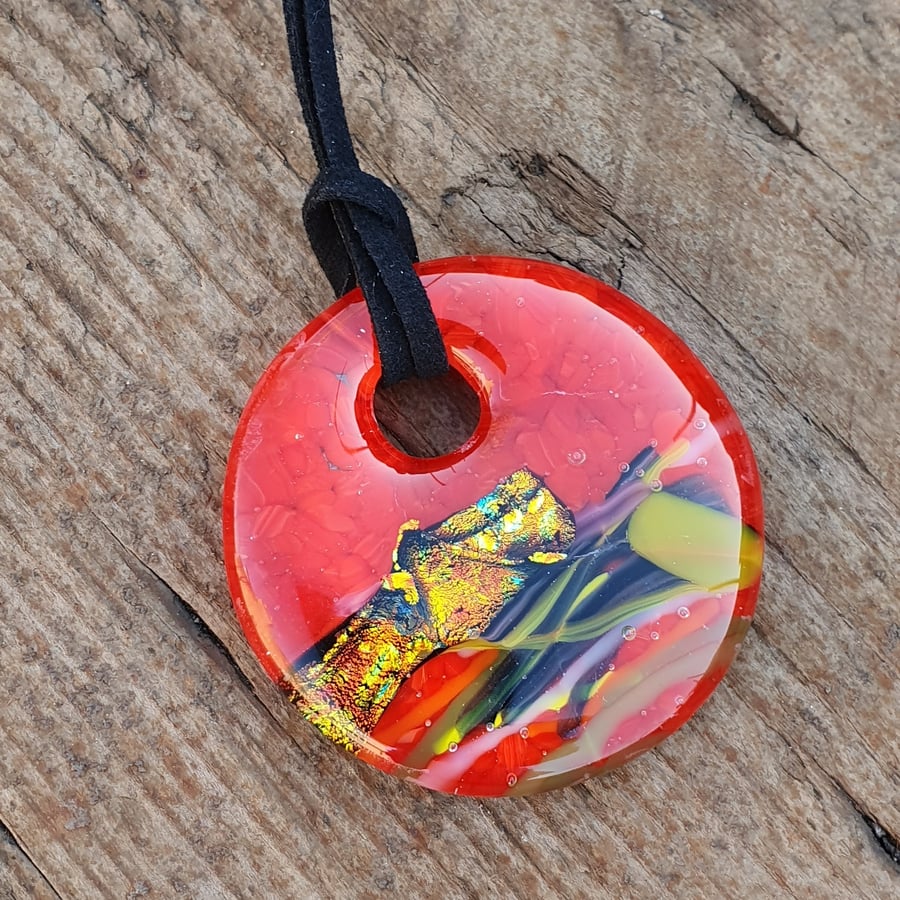 Fused Glass Abstract Pendant