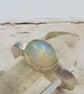 Handmade Silver Ring with White Ethiopian Opal : Size N - Image 7