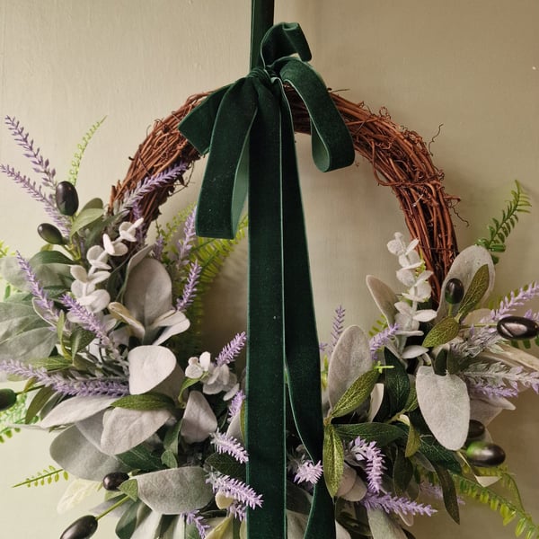Lavender & Olive Wreath, Year Round Elegant Door Decor