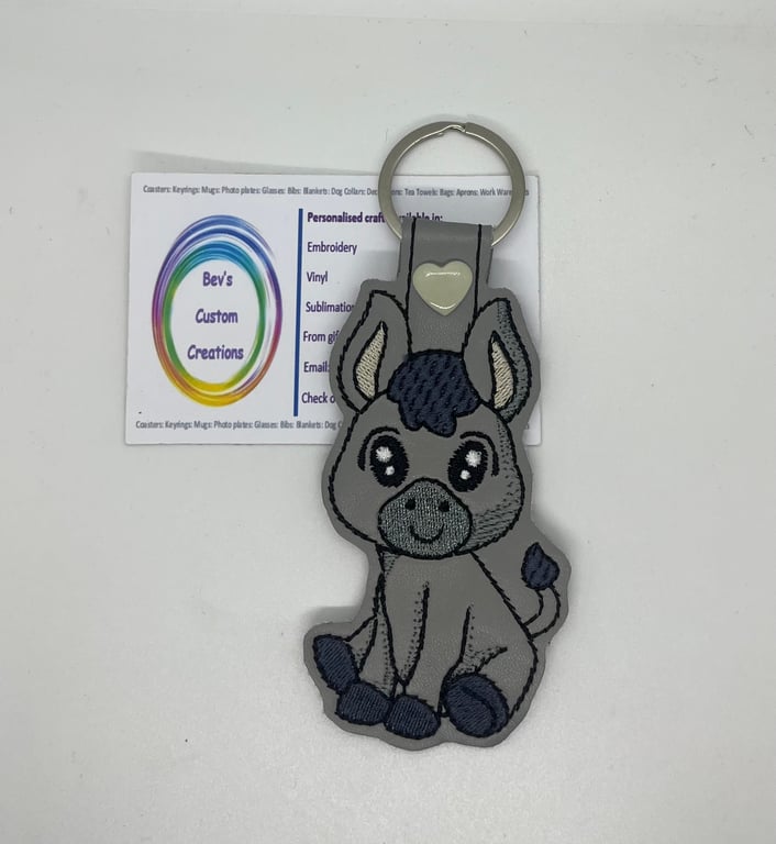 Embroidered Donkey Keyring 