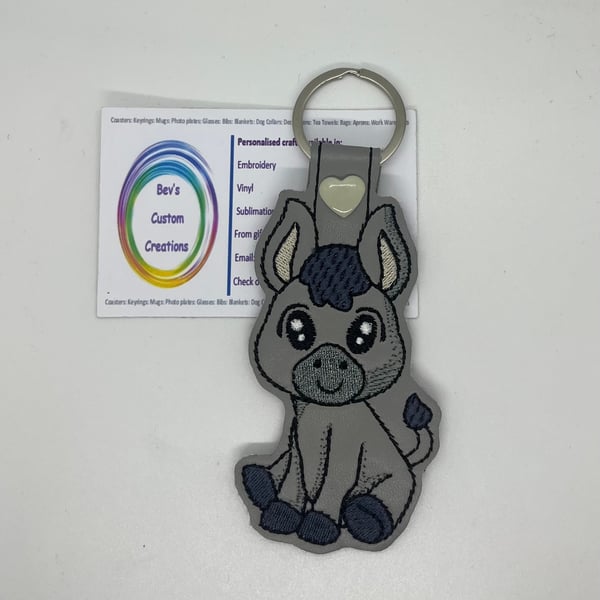 Embroidered Donkey Keyring 