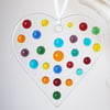 Fused Glass Suncatcher Rainbow Colours. Size 9cm x 8.5
