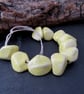 10 Small Yellow Glazed Nugget Pebble Clay Beads - Image 4