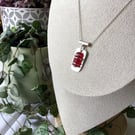 Handmade Sterling Silver Seaham Red Sea Glass Pendant Necklace, 20 Inch Chain