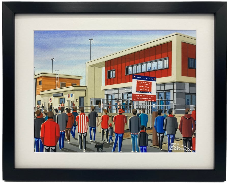 Dorking Wanderers F.C, Meadowbank. Framed, Football Memorabilia Art Print