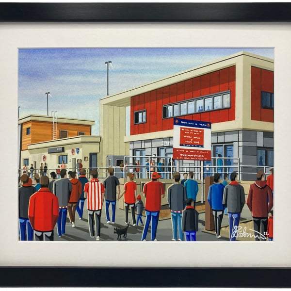 Dorking Wanderers F.C, Meadowbank. Framed, Football Memorabilia Art Print