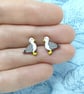 Seagull Earrings, Seabird Studs, Silver Plated or Sterling Silver Backs, Seaside - Image 2