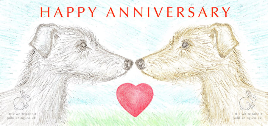 Lurchers Nose to Nose -  Anniversary Card