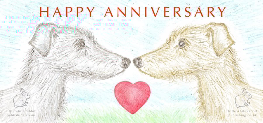 Lurchers Nose to Nose -  Anniversary Card