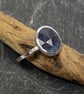 Silver and oval blue sapphire ring U.K. size O