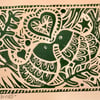 Love birds - original Lino print card.