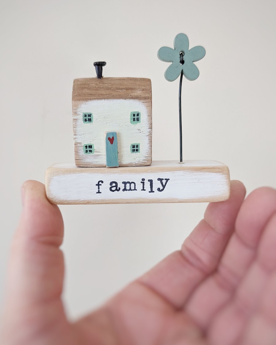 Little Wooden Handmade House and Base in a Bag - family