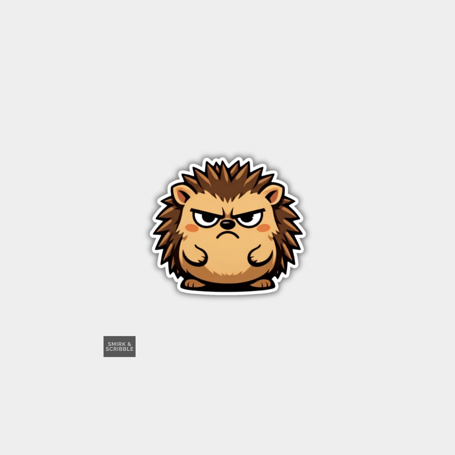 Funny Novelty Vinyl Sticker - Grumpy Hedgehog     