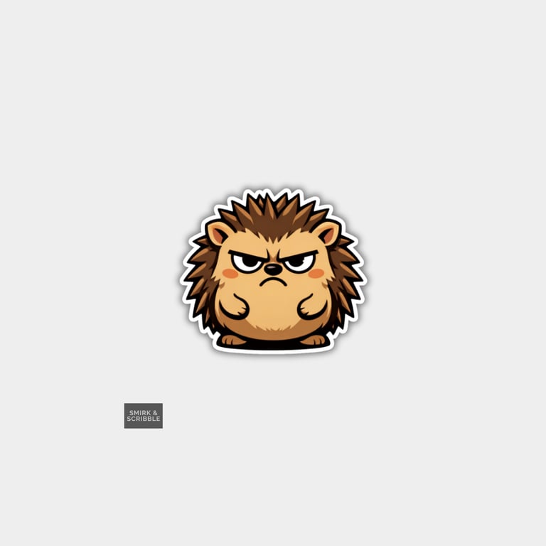 Funny Novelty Vinyl Sticker - Grumpy Hedgehog     