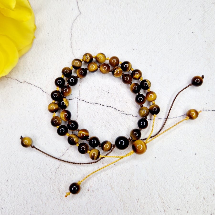 Tigers Eye Silk Cord Bracelet