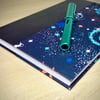 A5 Quarter-bound Hardback Lined Notebook with galaxy cover