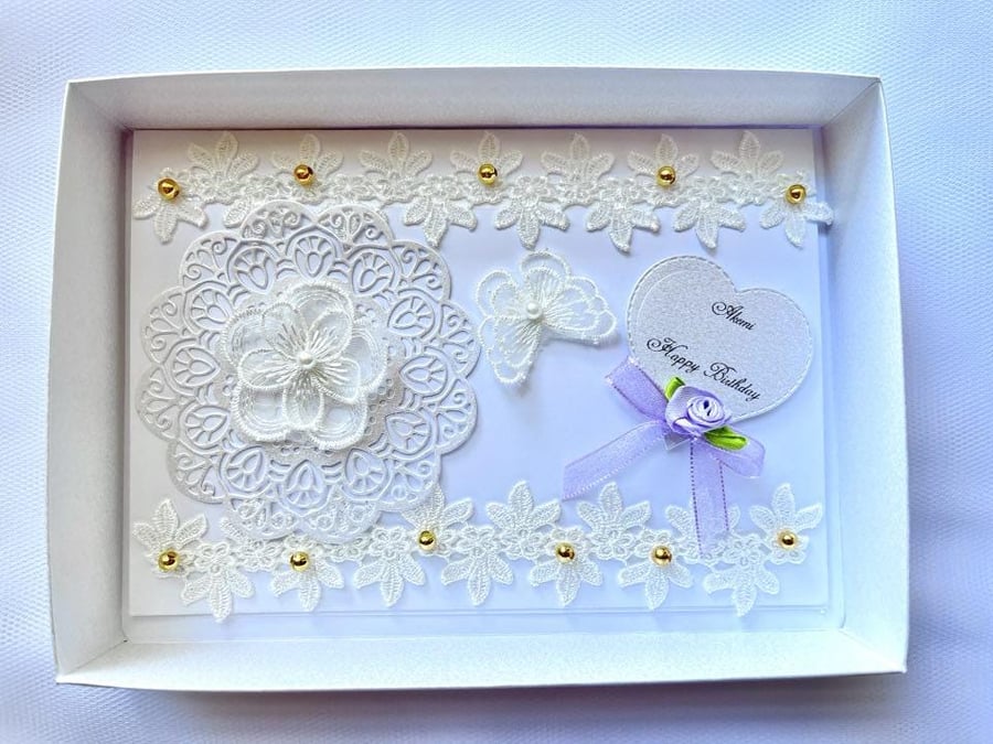 Luxury Handmade Personalised Birthday Card for Mum, Wife, Girlfriend, Sister