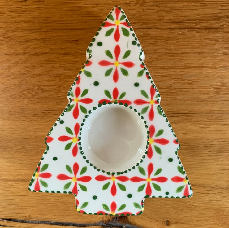Ceramic Tree Shaped Tea light Holder, Hand Pain... Folksy