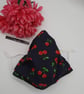 Face mask , large, 3 layer, nose wire,  washable, adjustable in navy cherry - Image 6