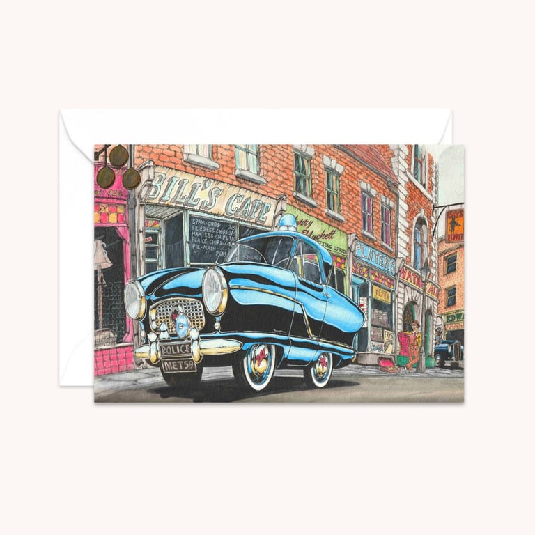 Nostalgia Greeting Card: Classic Police Car Illustration (312)