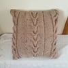 Brown Cable hand-knitted Cushion