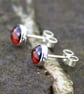  Garnet stud earrings sterling silver , gemstone studs pinky red - Image 4