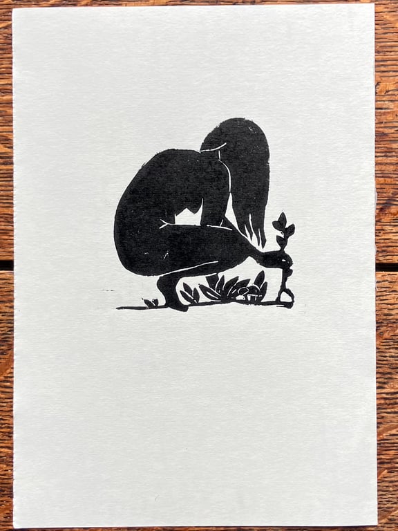 Gatherer, linocut print on paper