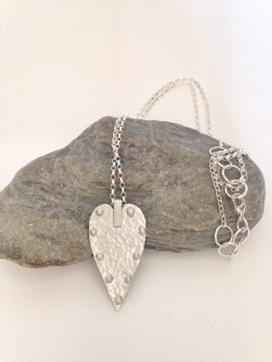 Heart Necklace - Artisan Jewellery - Large Heart Necklace and Pendant