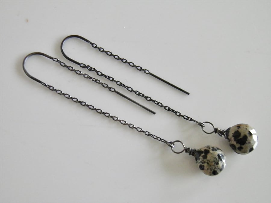 Dalmatian Jasper Threader Earrings