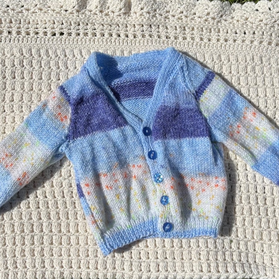 Blue marl cardigan 12-18mo