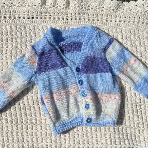 Blue marl cardigan 12-18mo